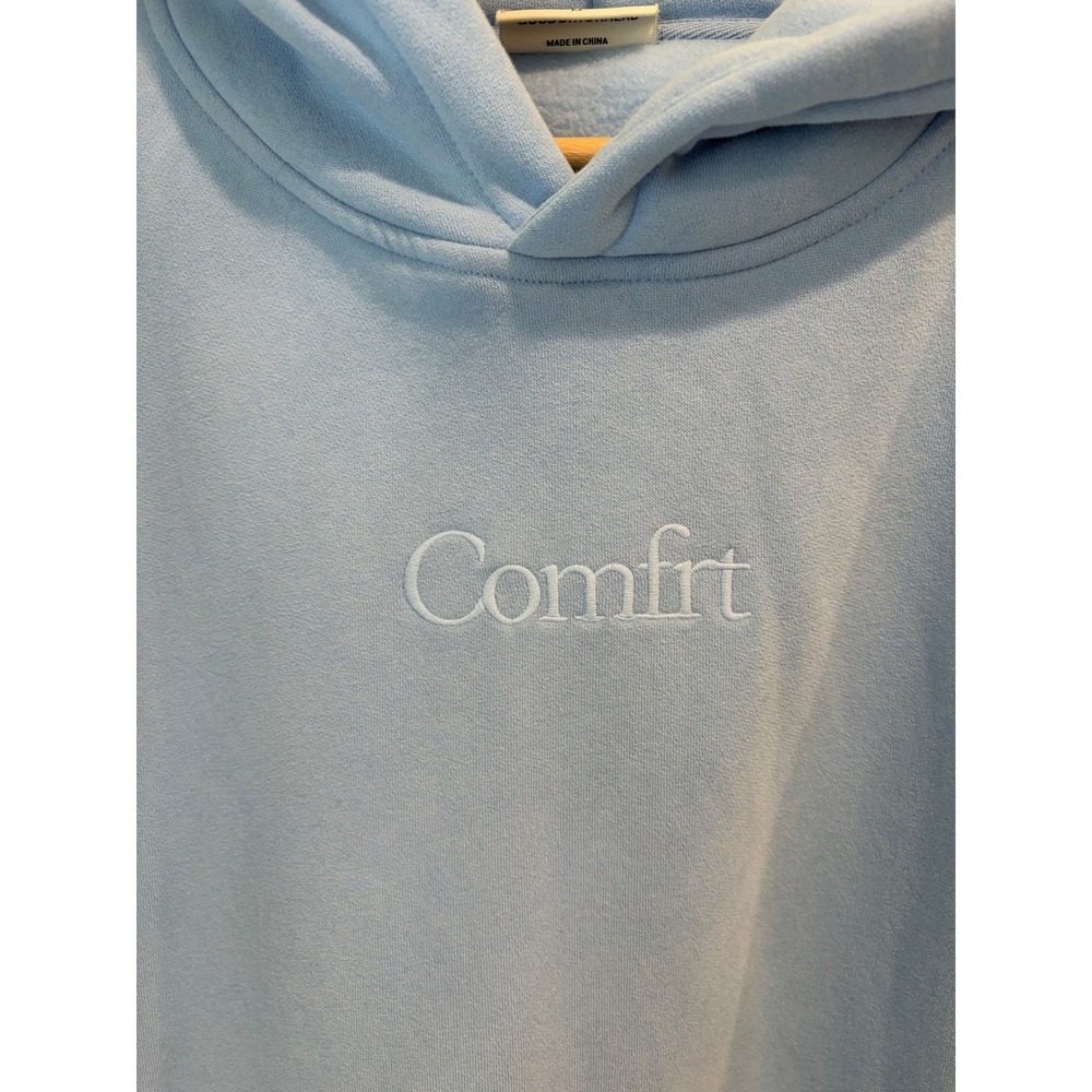 Comfrt Cloud Hoodie Light Blue Embroidered Logo Oversized Sweatshirt Women's Med - Picture 4 of 7